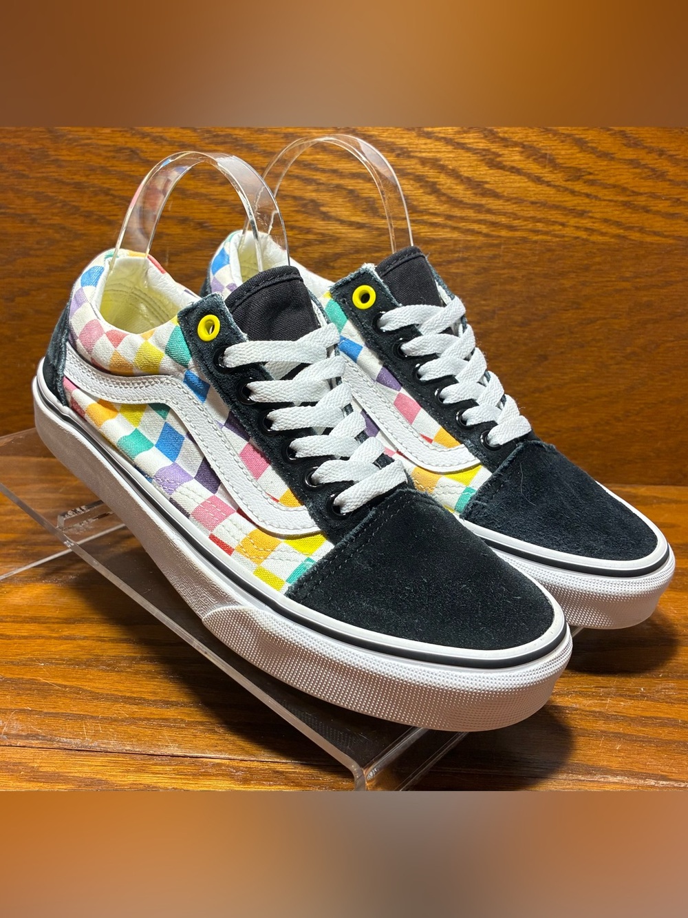 Vans Old Skool Multicolor Checkerboard Suede Canvas Sneakers Size W 8 / M 6.5